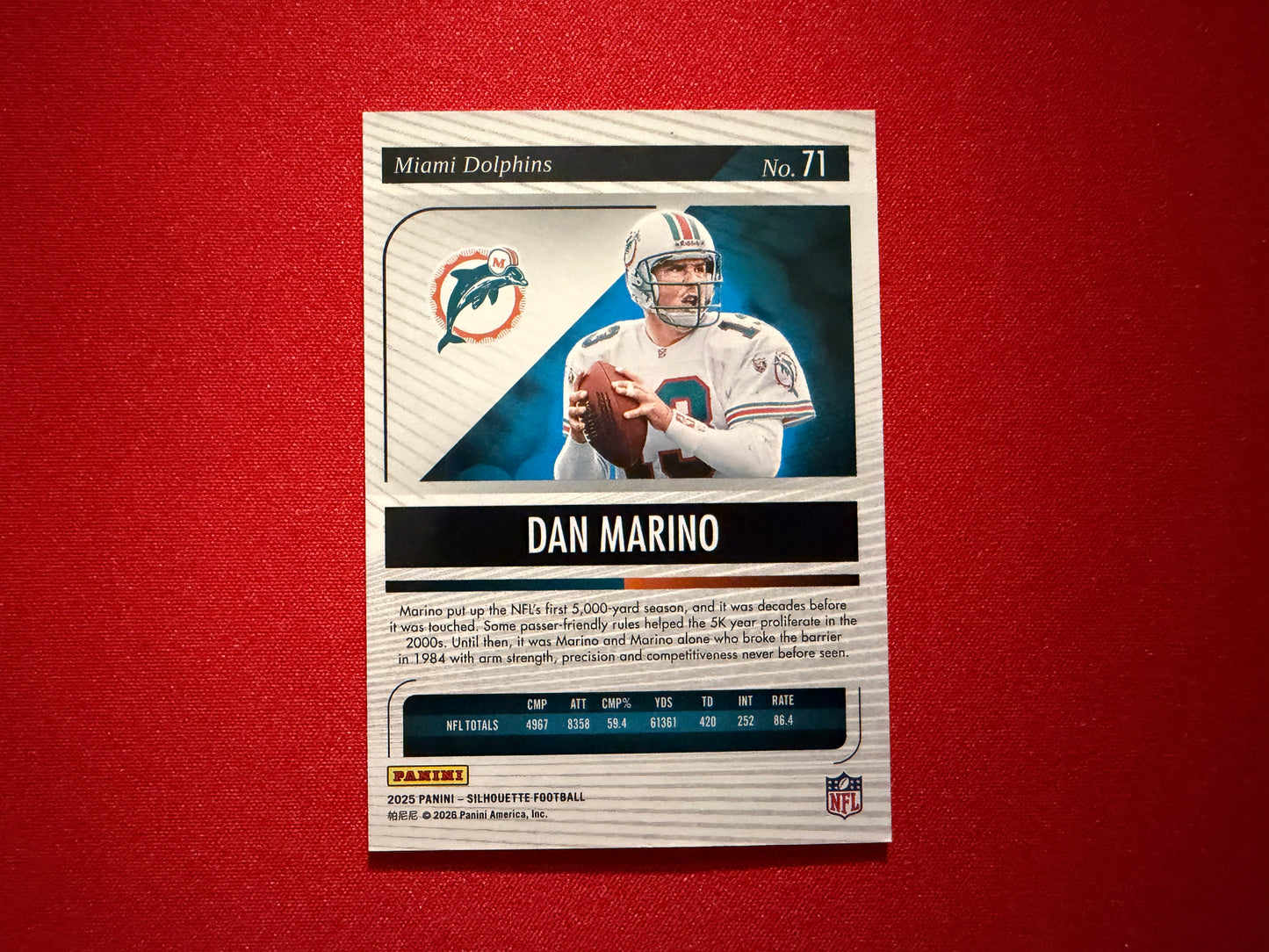 Dan Marino 2025 Panini Silhouette Football Base Purple /125 #71