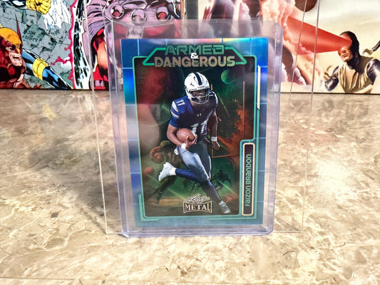 2026 Leaf Metal Football Faizon Brandon Armed & Dangerous Blue Prismatic /8
