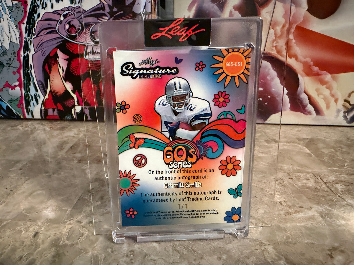 Emmitt Smith 2026 Leaf Signature Series 60s Auto Red Flood Super Prismatic 1/1