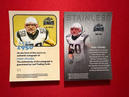 2026 Leaf Metal Mike Vrabel Gold Crystal 1/1 Auto 2-Card Lot