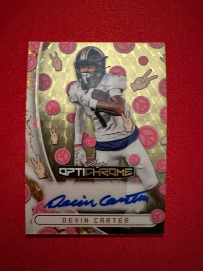 2026 Leaf Optichrome Devin Carter SUPER GOLD PRISMATIC PEACE AUTO 1/1 FSU WR