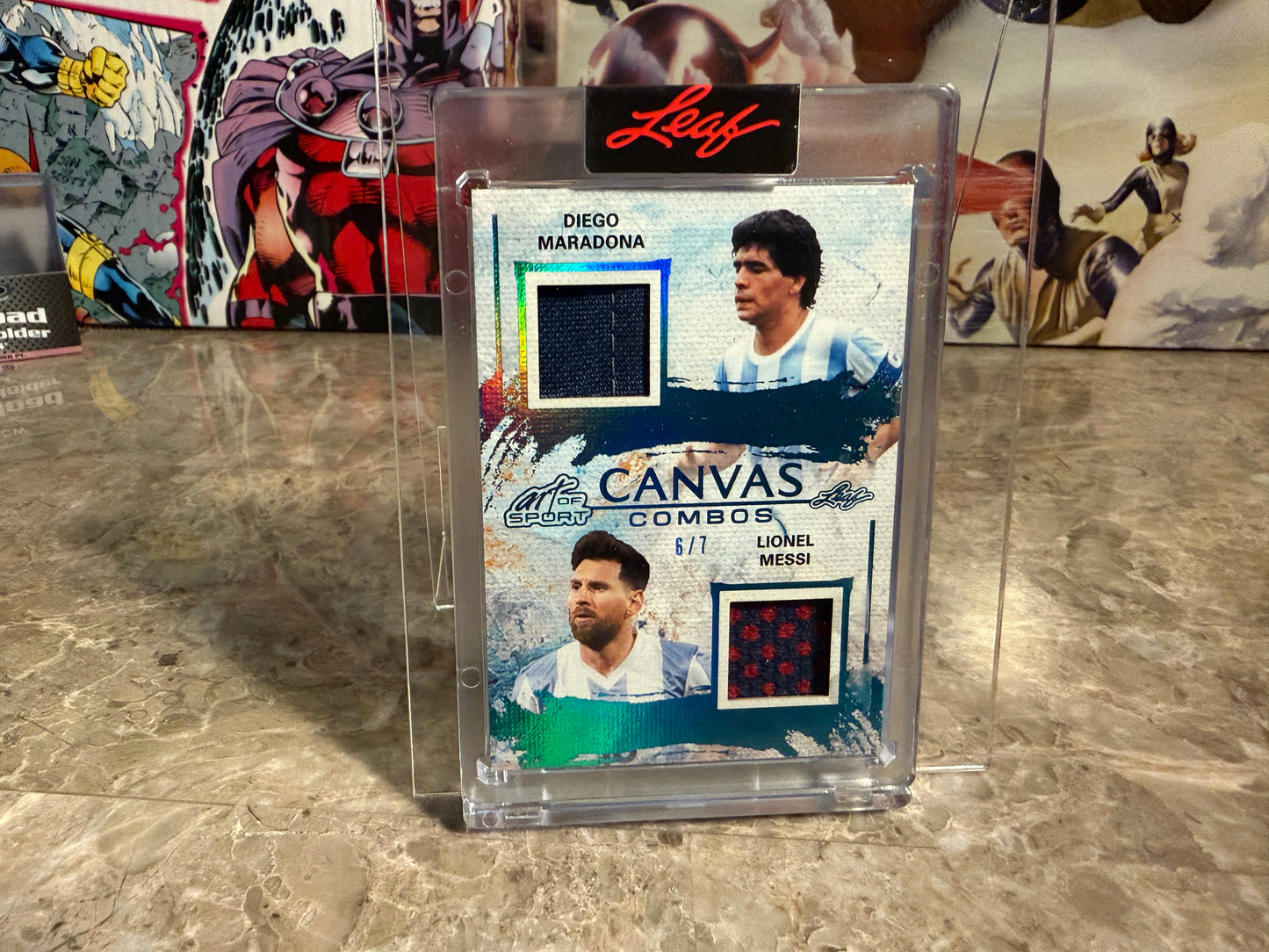 Lionel Messi Diego Maradona 2026 Leaf Art of Sport Canvas Combos Dual Patch /7
