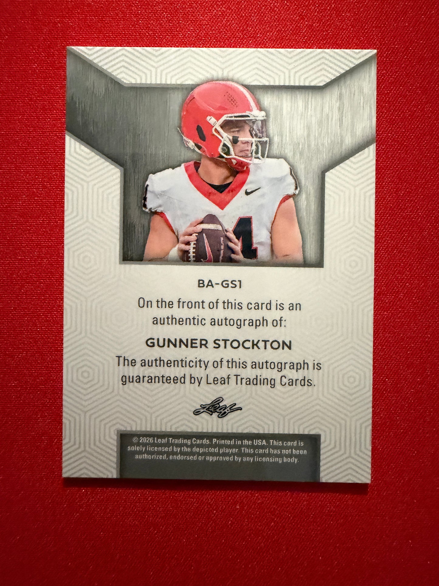 Gunner Stockton 2026 Leaf Trinity Football Base Auto Silver 1/15 Bookend