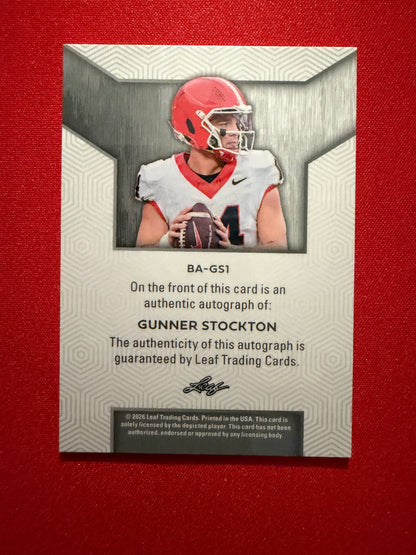 Gunner Stockton 2026 Leaf Trinity Football Base Auto Silver 1/15 Bookend