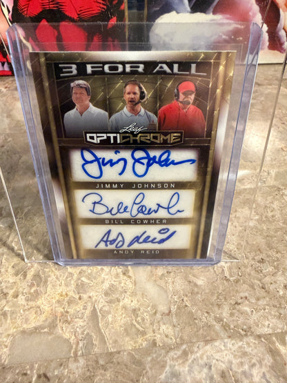 2026 Leaf Optichrome Triple Auto Johnson Cowher Reid Gold Super Prismatic 1/1