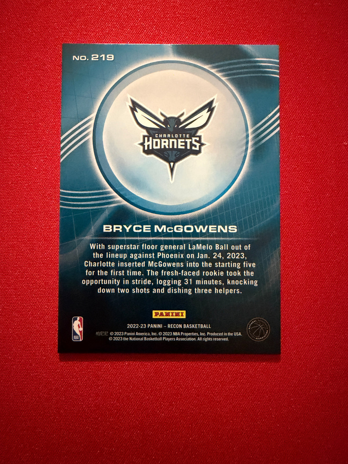Bryce McGowens 2022-23 Panini Recon RC /17 Orange Swirl #219