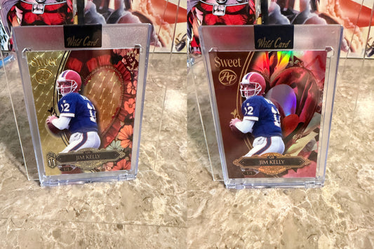 Jim Kelly 2026 Wild Card Wild Art 1/1 Gold Vinyl 2-Card Lot