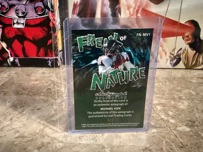 Michael Vick 2026 Leaf Autograph Collection Freak of Nature Blue Shimmer 1/1