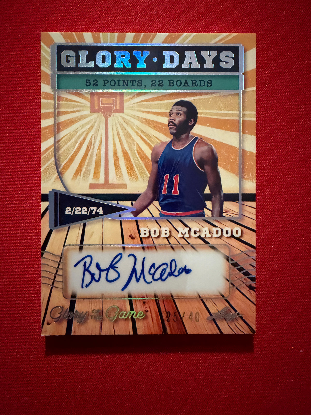 Bob McAdoo 2025 Leaf Glory of the Game Glory Days Silver Auto /40