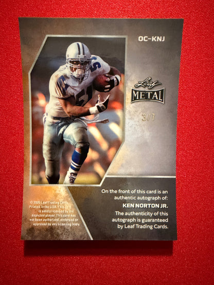 2026 Leaf Metal Football Platinum Crystal On-Card Auto Ken Norton Jr. /7