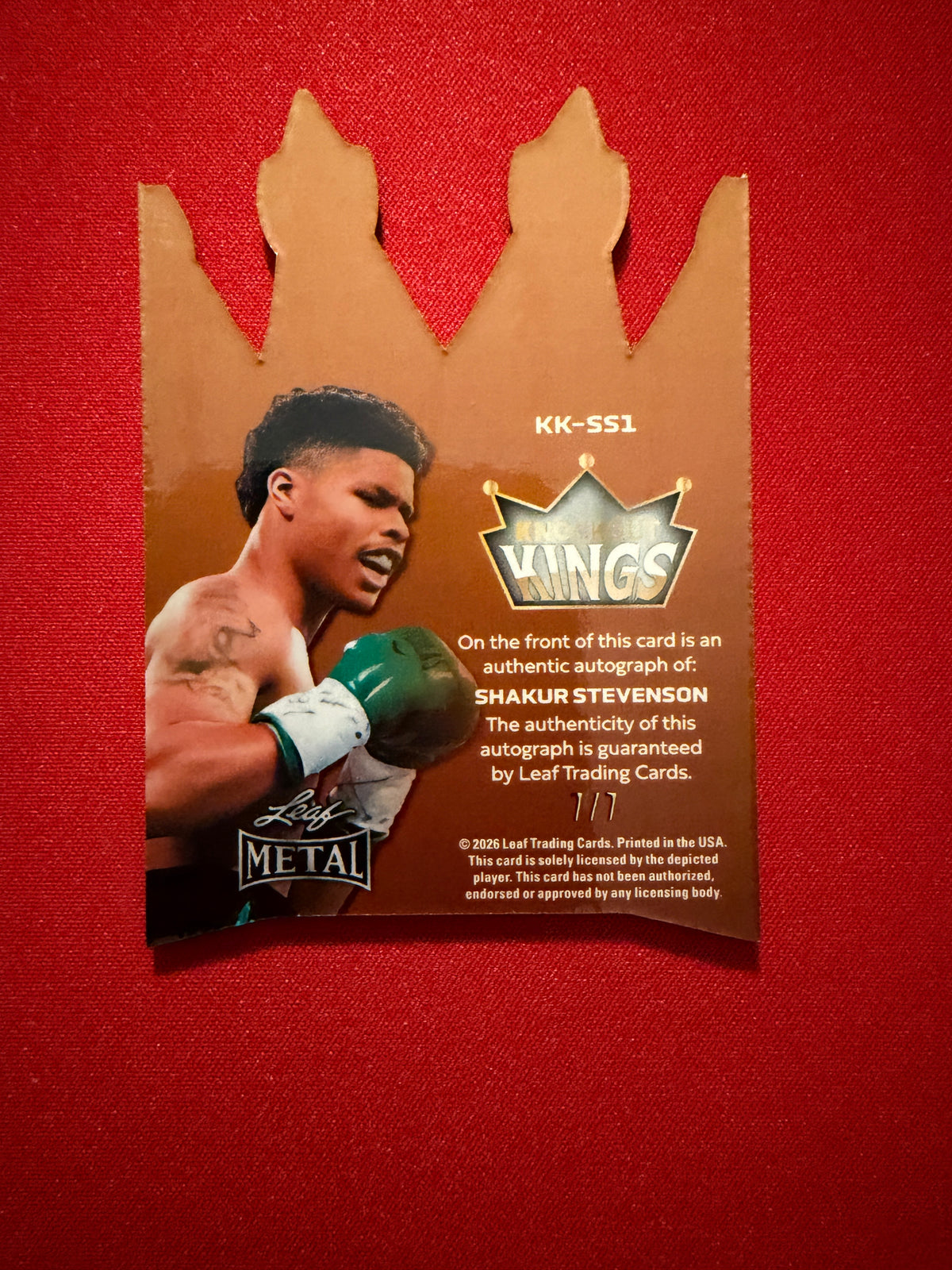 Shakur Stevenson 2026 Leaf Metal Ring Kings Knockout Kings Die-Cut Auto 7/7