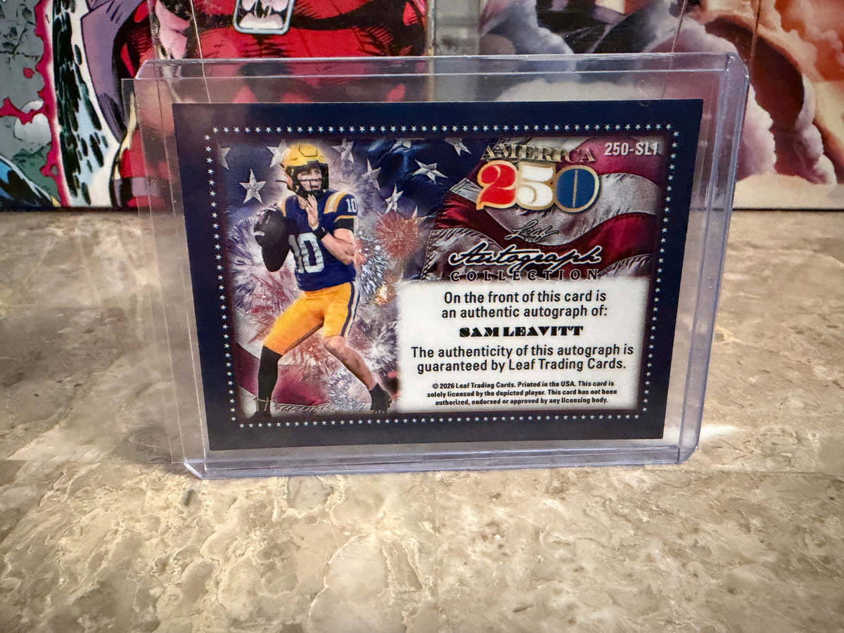 Sam Leavitt 2026 Leaf Autograph Collection Football America 250 Green Lava 1/1