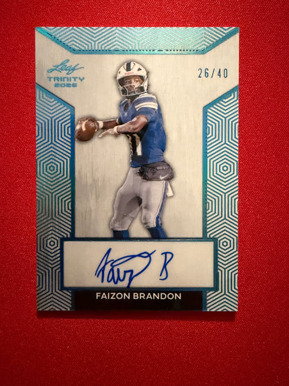 2026 Leaf Trinity Football Faizon Brandon Base Auto Platinum /40