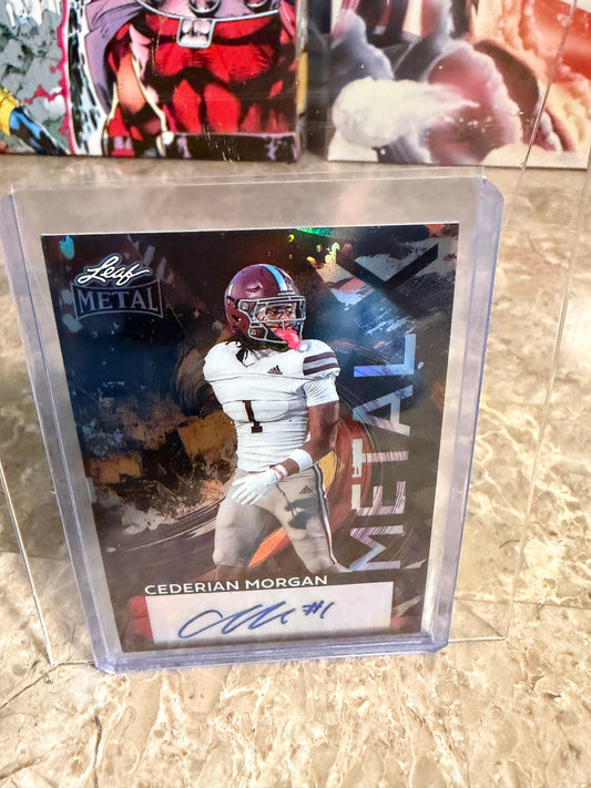 2026 Leaf Metal Football Cederian Morgan Metal X Auto Black Prismatic 1/1