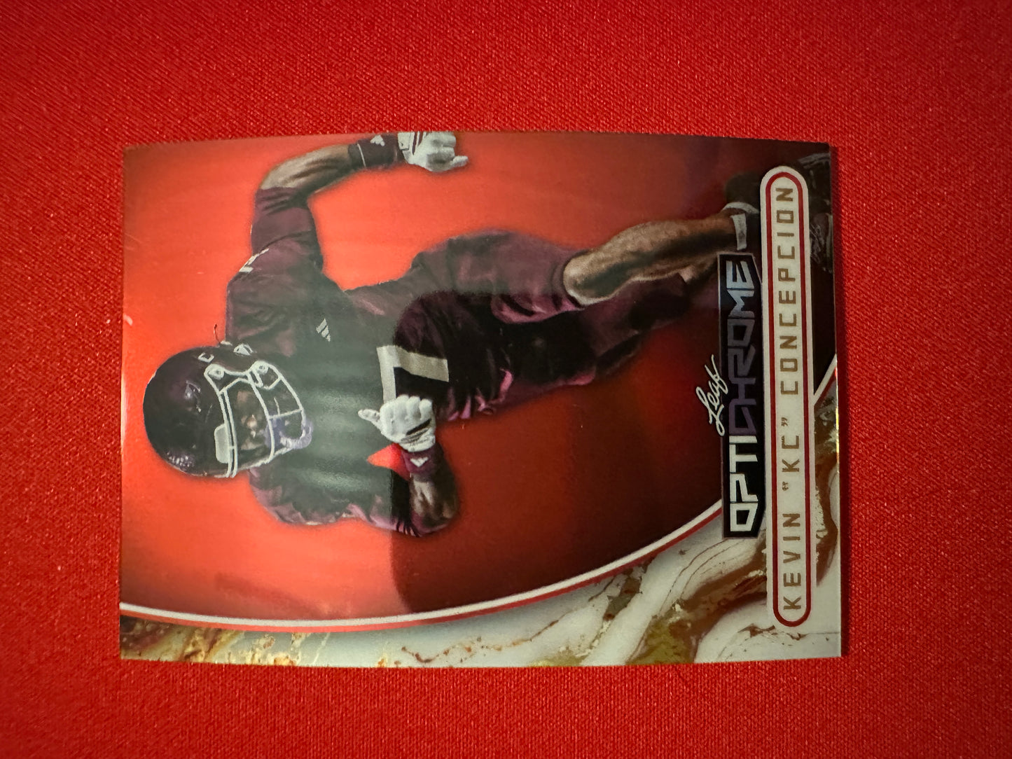 Kevin "KC" Concepcion 2026 Leaf Optichrome Football Red Prismatic 1/1 Non-Auto