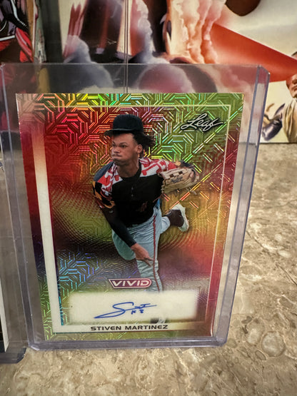 Stiven Martinez 2026 Leaf Vivid Patch AUTO /10 & 1/1 Yellow Techno Foil LOT