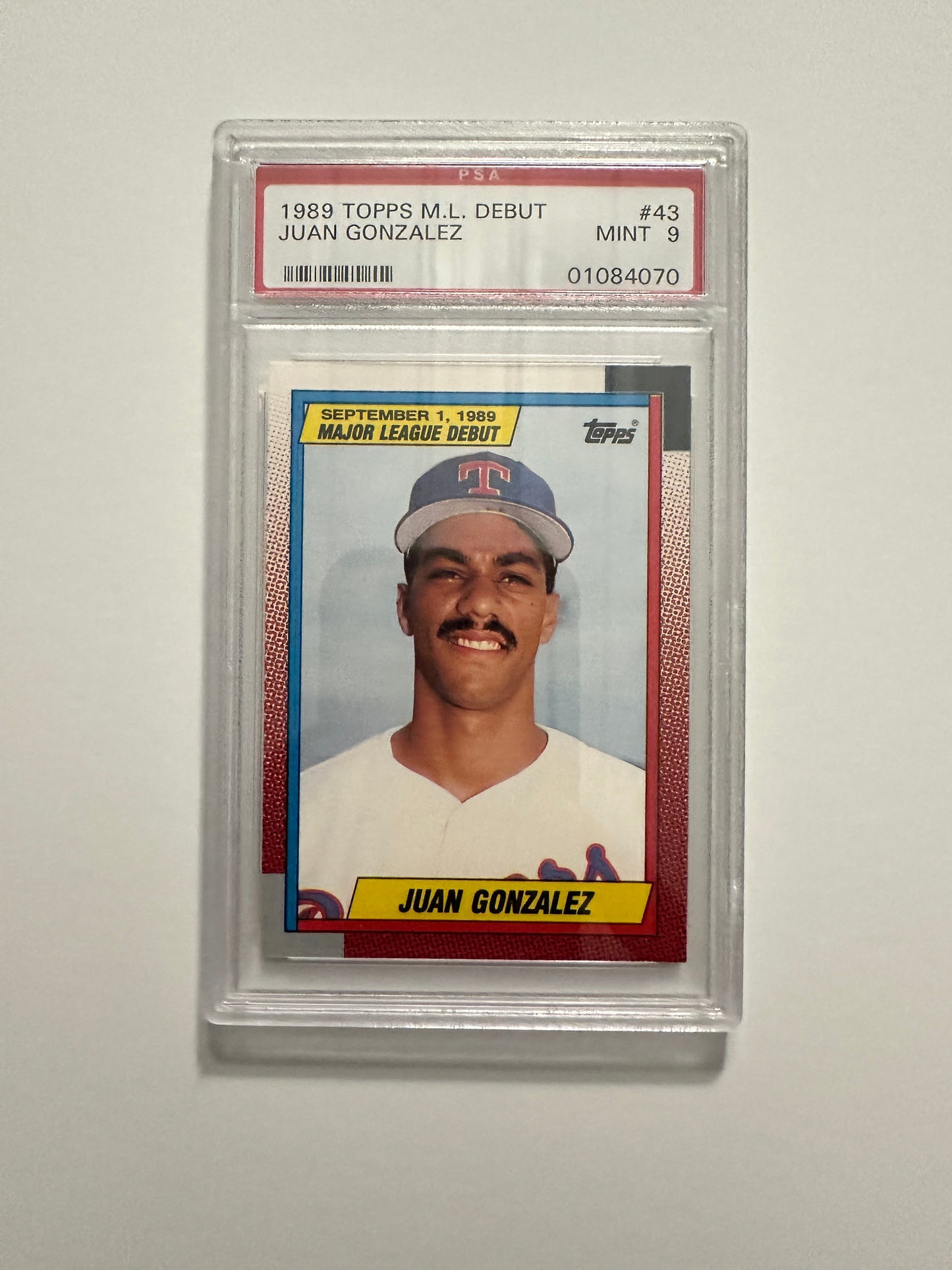 Juan Gonzalez #43 PSA Graded Mint 9 (1989 Topps M.L. Debut)