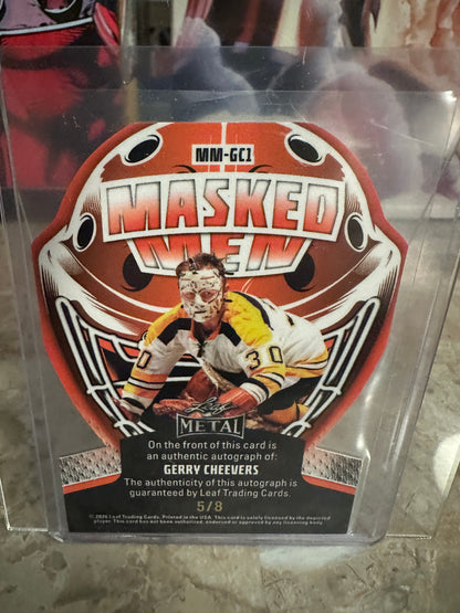 Gerry Cheevers 2026 Leaf Metal Hockey Masked Men Die-Cut AUTO 5/8 Bruins HOF