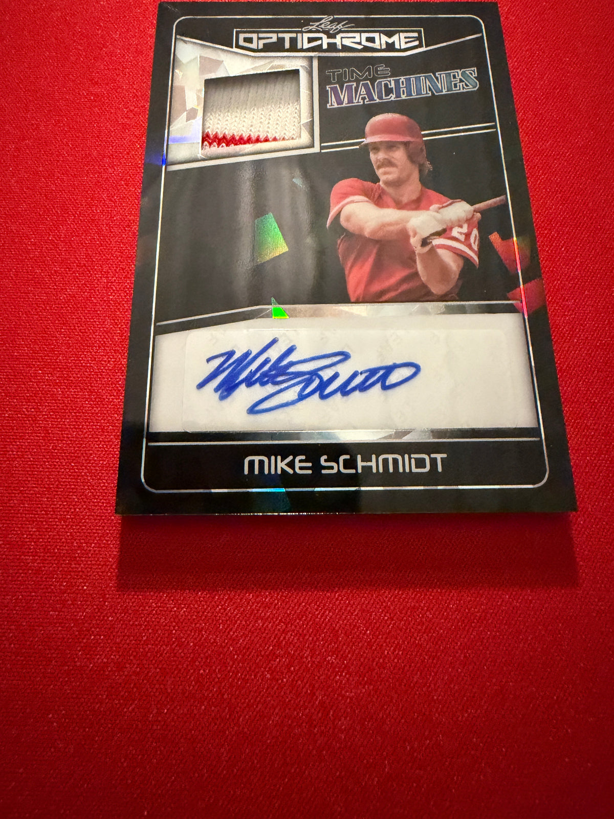 Mike Schmidt 2025 Leaf Optichrome Time Machines Patch Auto Black Cracked Ice 1/1