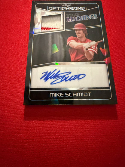Mike Schmidt 2025 Leaf Optichrome Time Machines Patch Auto Black Cracked Ice 1/1
