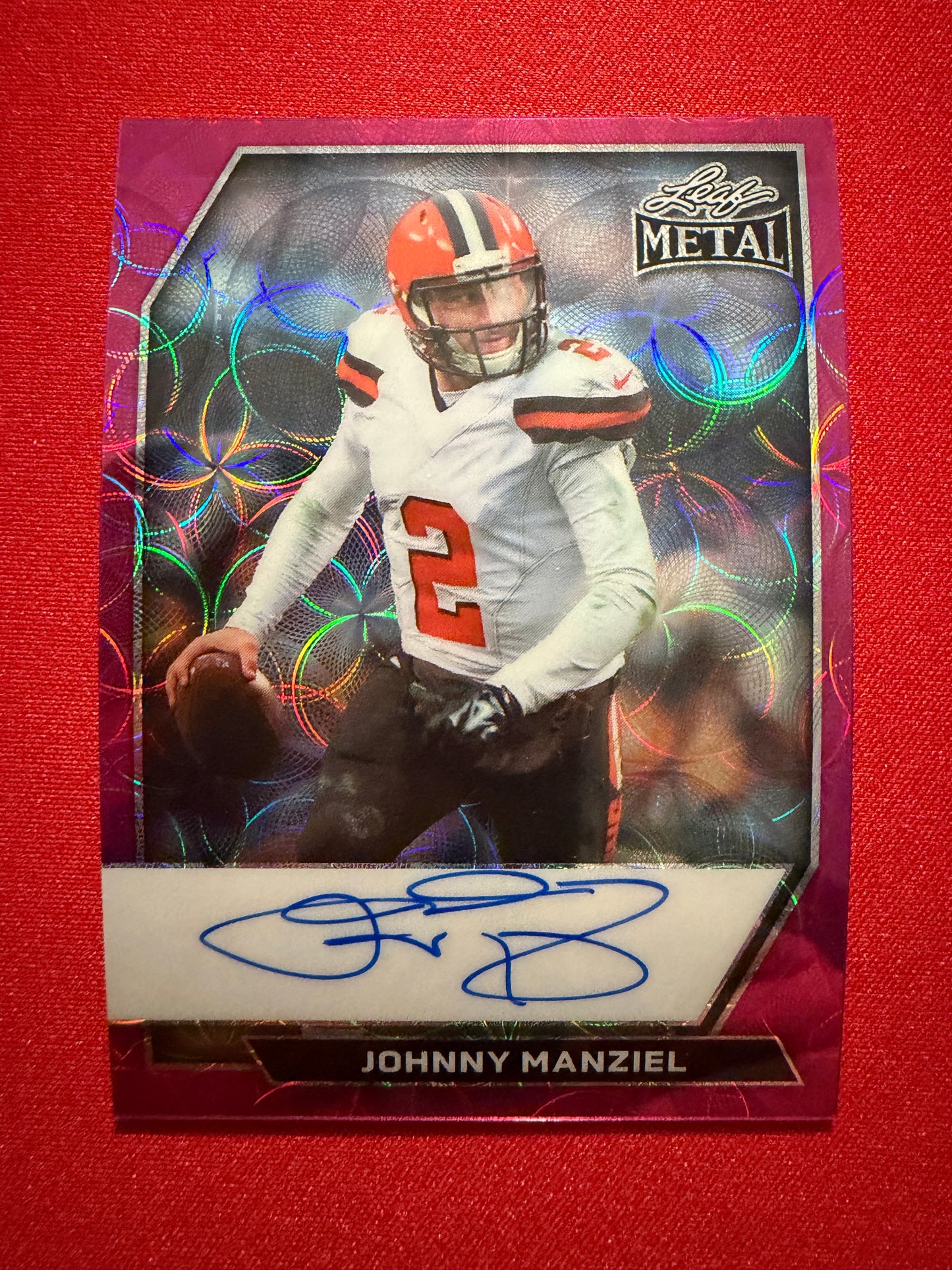 2026 Leaf Metal Johnny Manziel Auto Kaleidoscope Armed & Dangerous Pink Lot