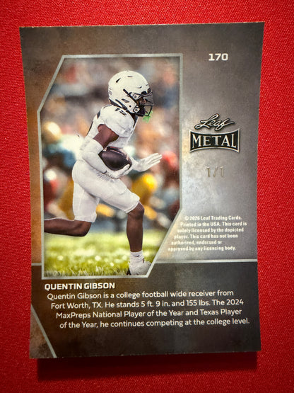 2026 Leaf Metal Football Quentin Gibson Red Flood Super Prismatic 1/1