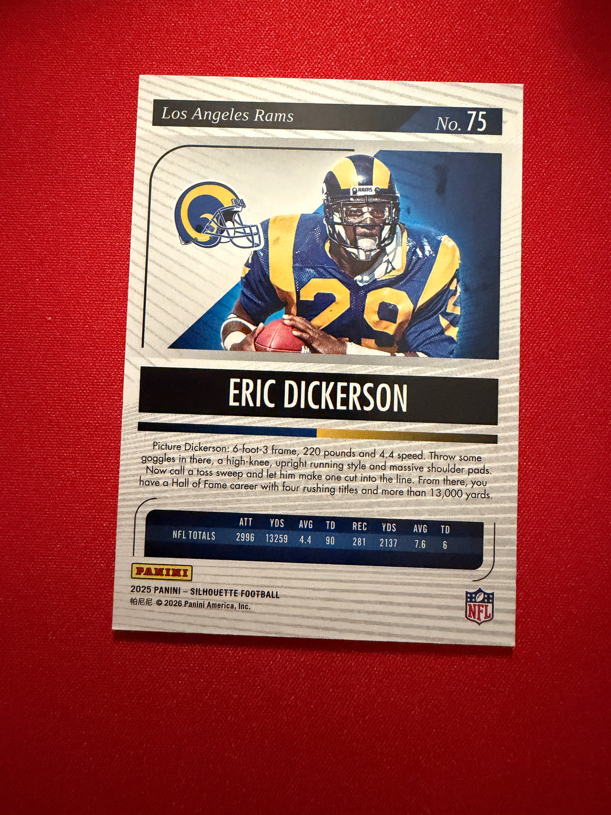 Eric Dickerson 2025 Panini Silhouette Football Base Purple /125