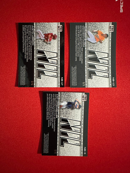 2026 Pro Set NIL Lot Justin Lebron /6 TWO 1/1s Flora Super Prismatic Appenzeller Gold