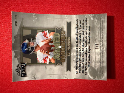 2026 Leaf Metal Football Armed & Dangerous Eli Manning Green Prismatic 1/1