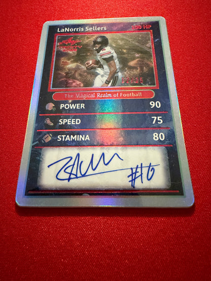LaNorris Sellers 2026 Leaf Trinity Magical Realm of Football Auto Red /25