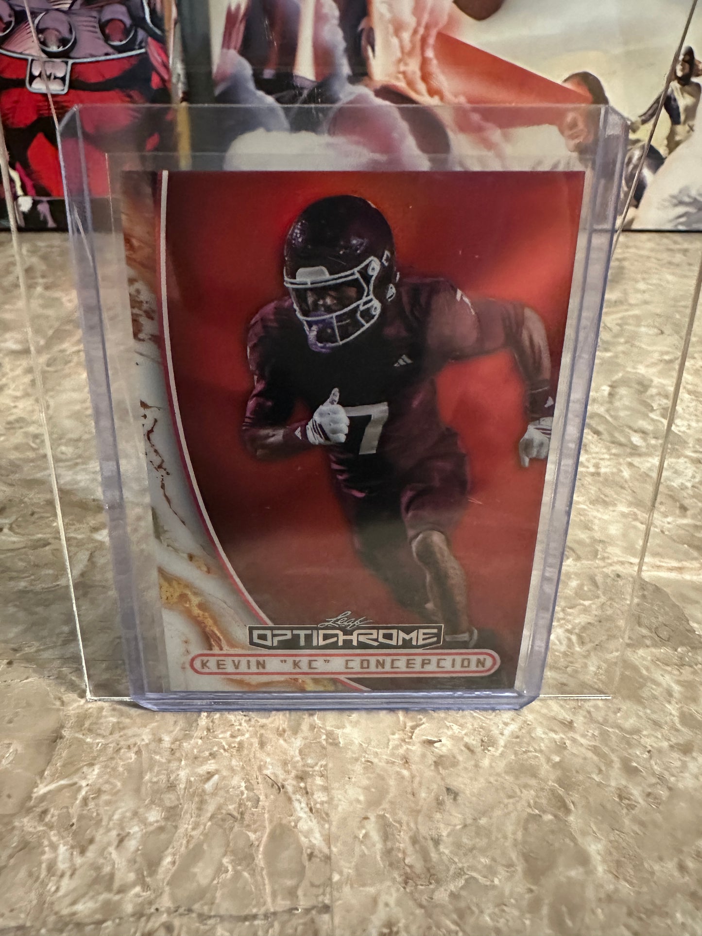 Kevin "KC" Concepcion 2026 Leaf Optichrome Football Red Prismatic 1/1 Non-Auto