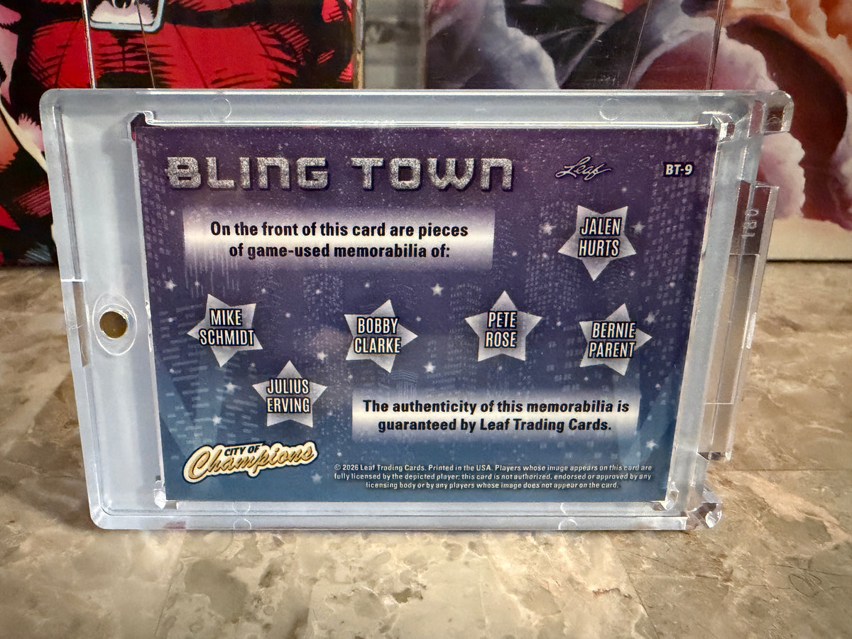 Schmidt Dr. J Rose Hurts 2026 Leaf City of Champions Bling Town 6 Game-Used /4