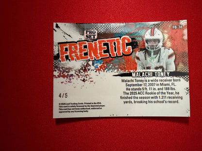 Malachi Toney 2026 Leaf Pro Set Metal Football Frenetic /5 #FB-36