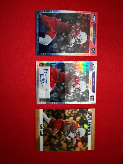 Kam Davis 2026 Leaf Pro Set Metal Football Gold RWB 1989 1990 Auto Lot