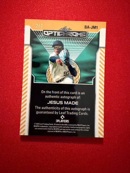 Jesus Made 2025 Leaf Optichrome Baseball Base Auto Platinum Crystal /7