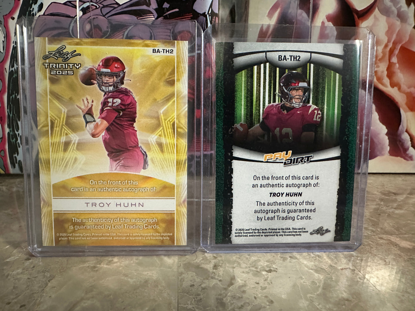 Troy Huhn 2025 Leaf Trinity Bronze AUTO /75 & Paydirt Orange /65 Lot - Virginia Tech QB