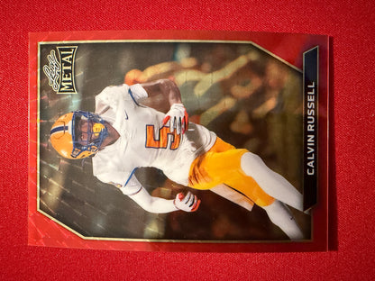 2026 Leaf Metal Football Calvin Russell Base Red Flood 1/1