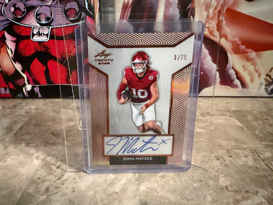 John Mateer 2026 Leaf Trinity Football Base Auto Bronze 1/75 Bookend