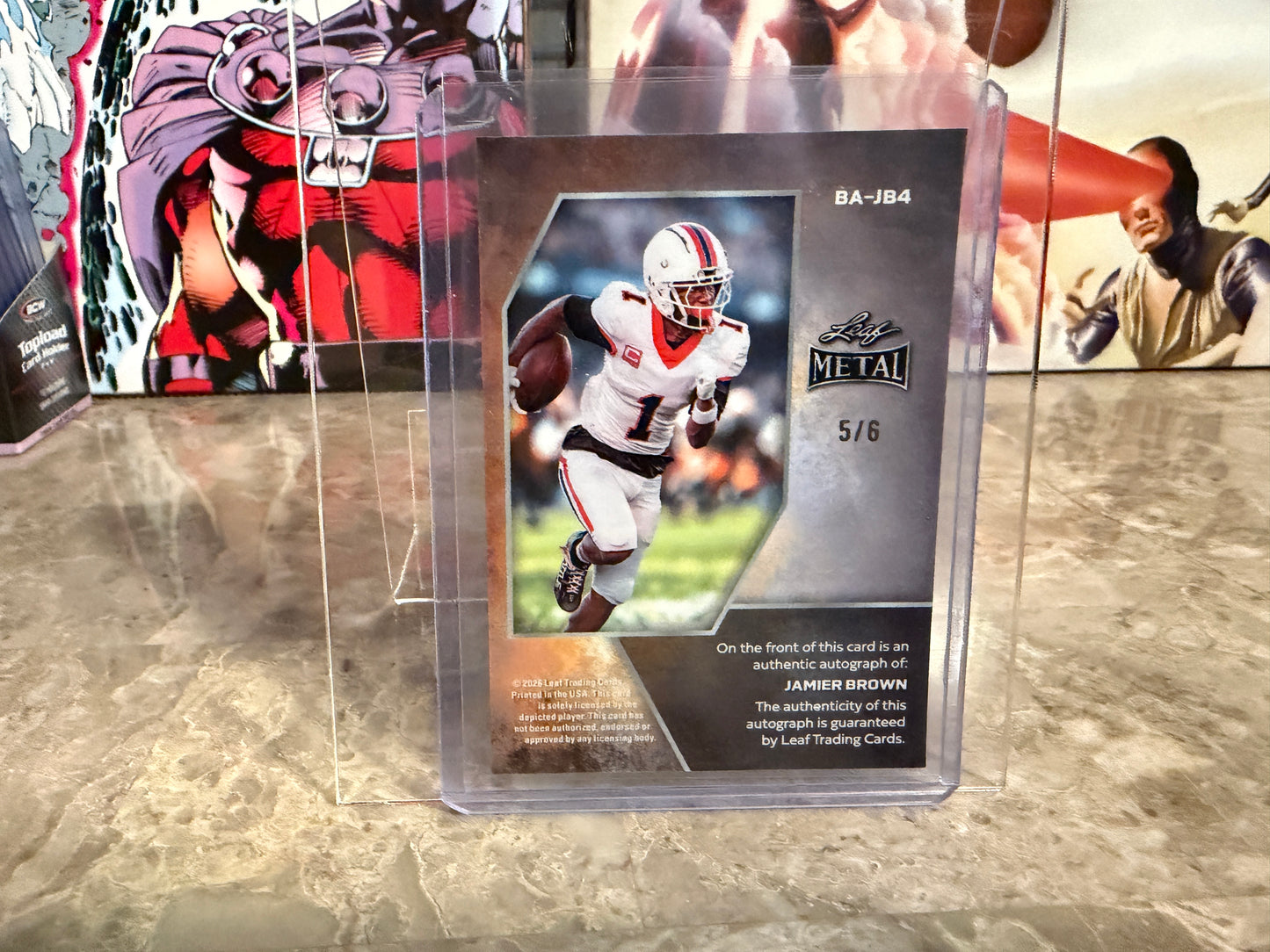 Jamier Brown 2026 Leaf Metal Football Base Auto Pink /6 OSU