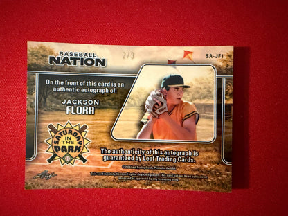 Jackson Flora 2026 Leaf Baseball Nation Saturday In the Park Auto Red /3