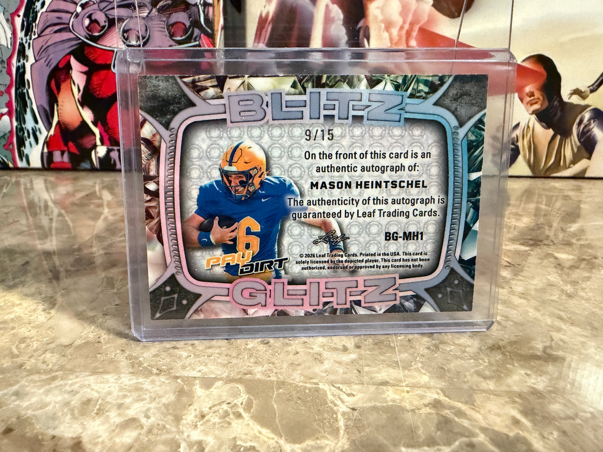 Mason Heintschel Leaf Paydirt Football Blitz Glitz Metal Auto SSP /15