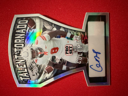 2026 Leaf Pro Set Metal Football Cam Coleman Talent Tornado Auto 1989 Mini Bookend Lot