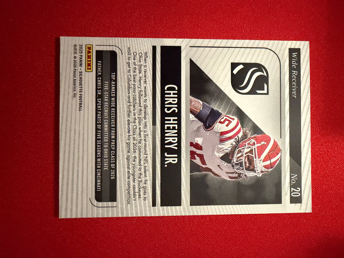 Chris Henry Jr. 2025 Panini Silhouette Football Base Red Color Match /75 #20