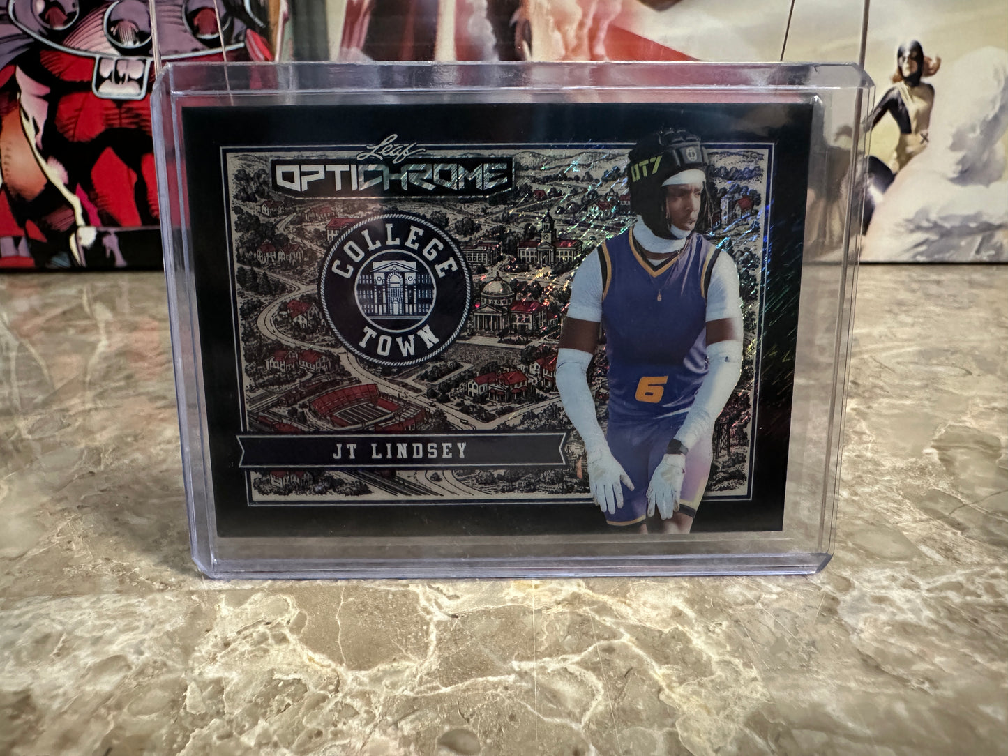 JT Lindsey 2026 Leaf Optichrome Football College Town Black Shimmer 1/1