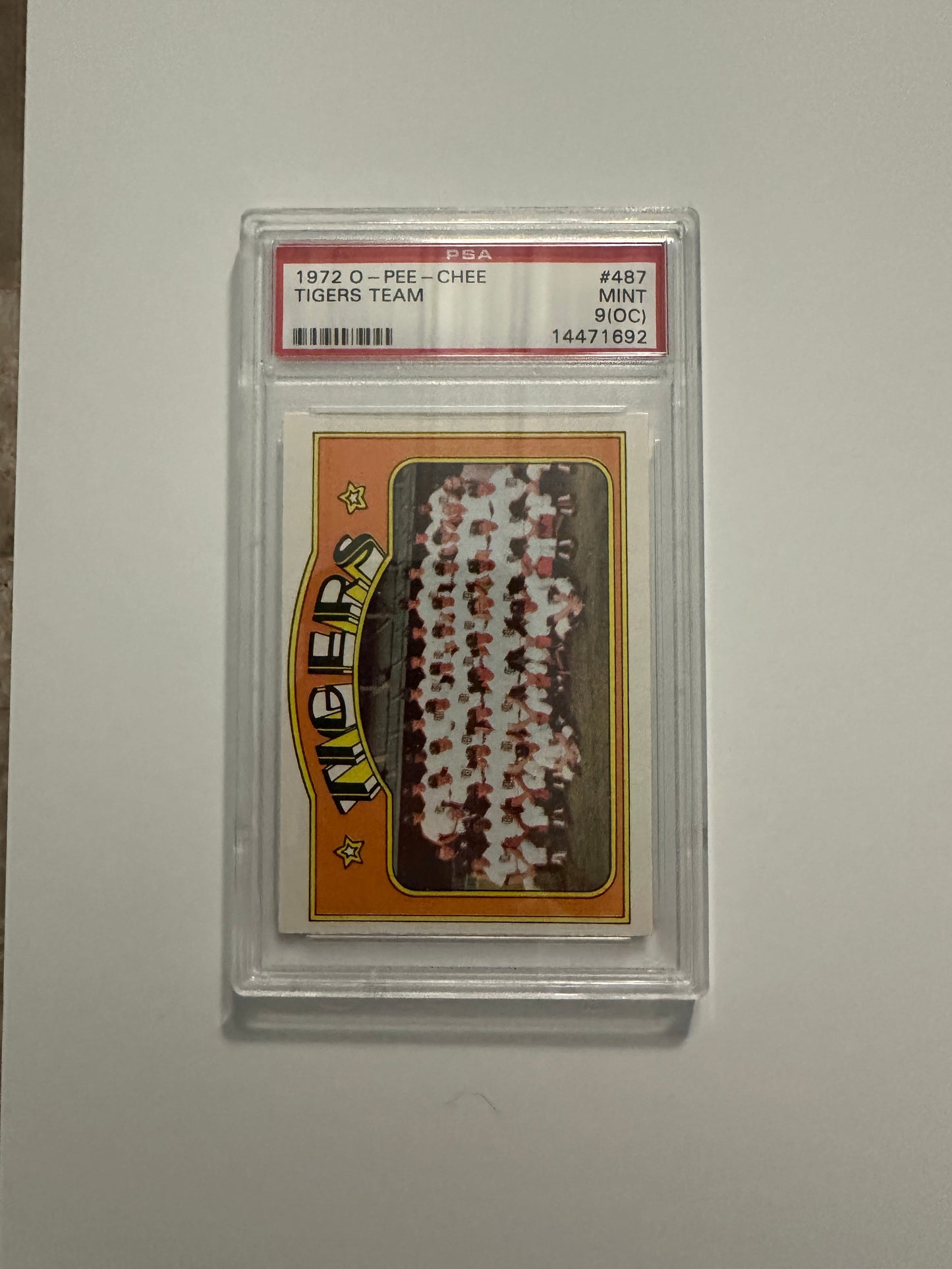 Tigers Team #487 PSA Graded MINT 9 (OC) (1972 O-Pee-Chee)