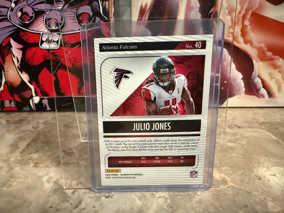 Julio Jones 2025 Panini Silhouette Jumbo Memorabilia /99 Base /49 2-Card Lot