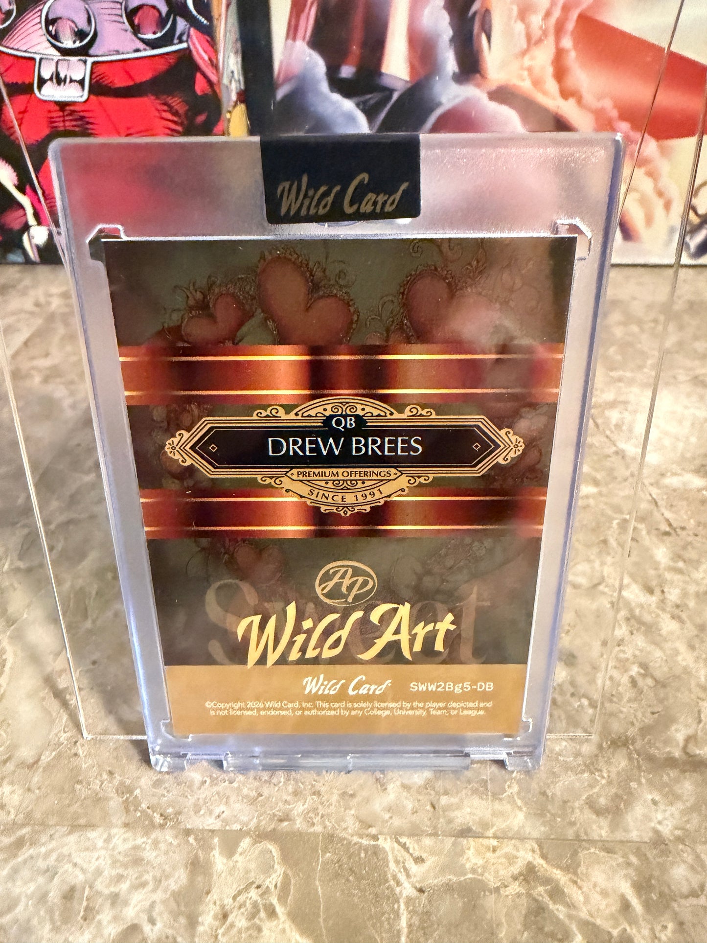 Drew Brees 2026 Wild Card Sweet "Wild Art" True 1/1 Gold Vinyl 2-Card Lot
