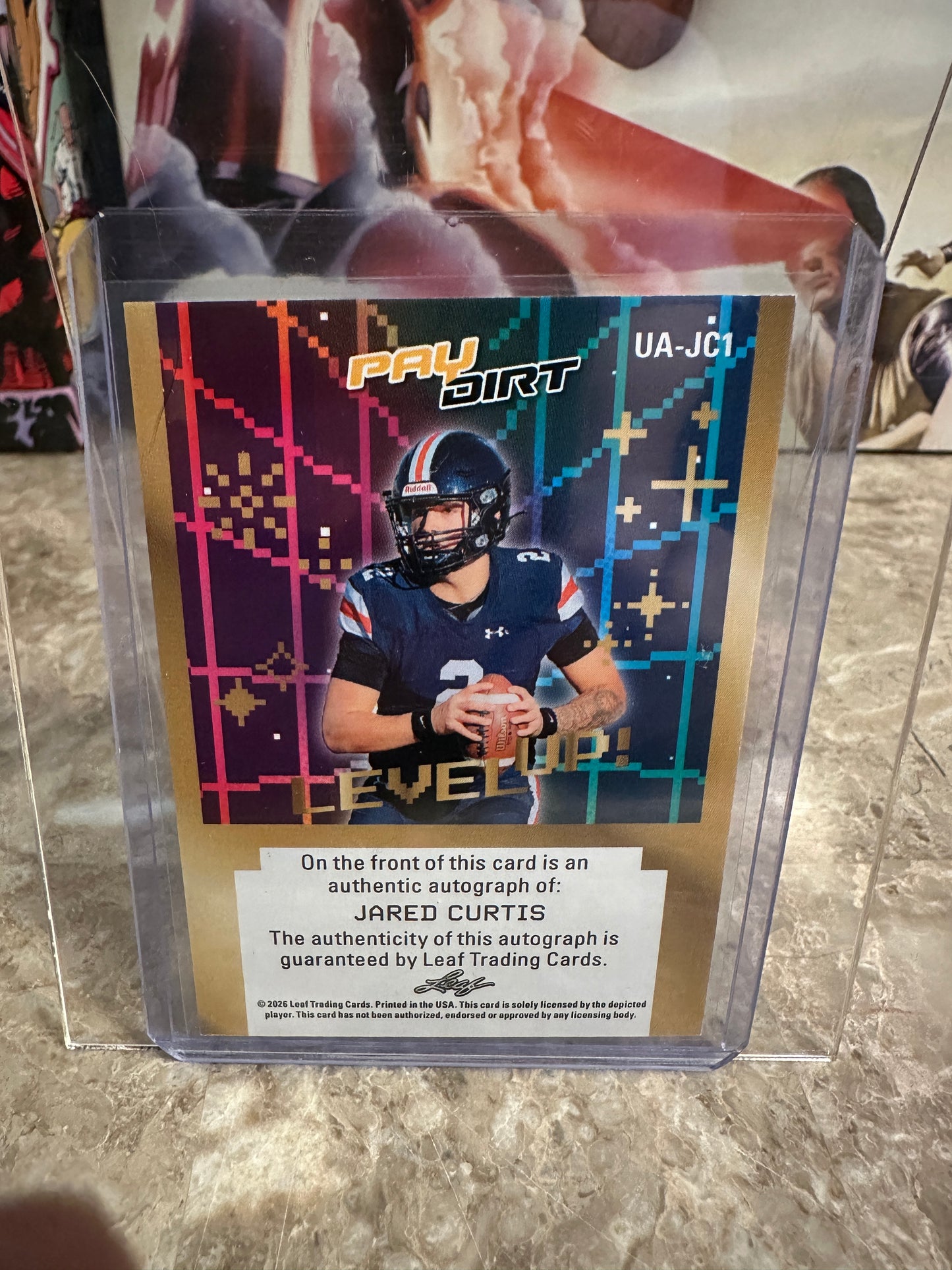 Jared Curtis 2026 Leaf Paydirt Football "Level Up!" Orange Autograph /49