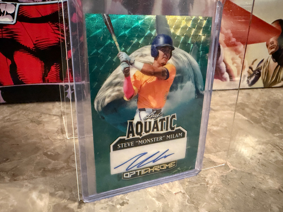 Steve Milam 2025 Leaf Optichrome Aquatic Auto Great White Shark Super Gold 1/1