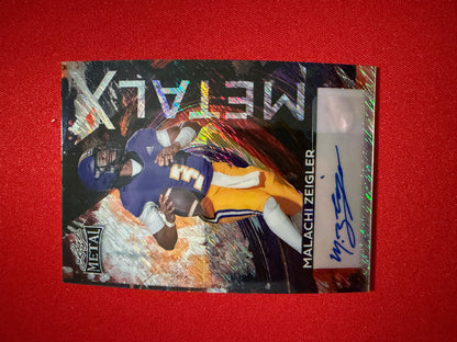 Malachi Ziegler 2026 Leaf Metal Football Metal X Auto Silver Shimmer 1/1